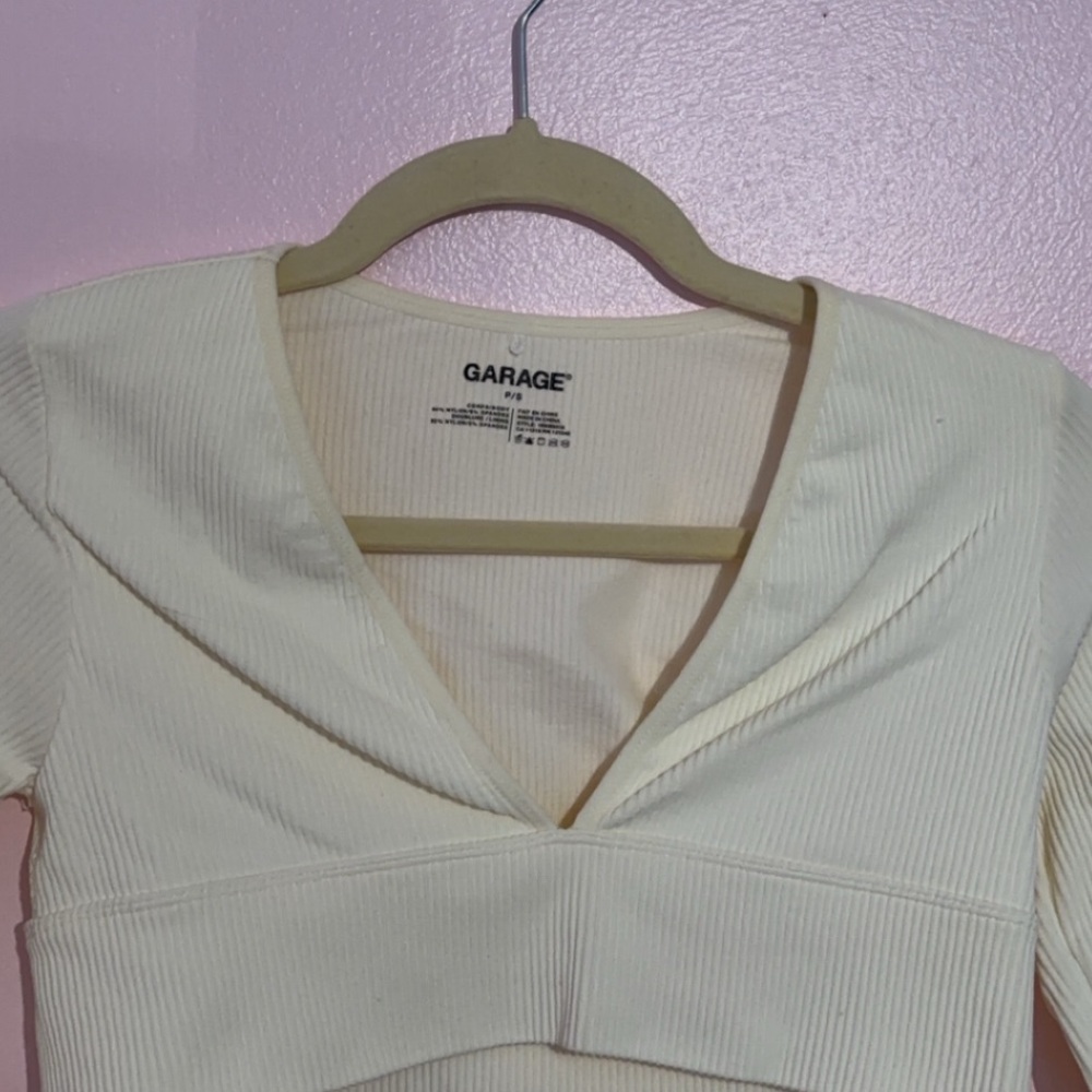 NWOT Garage Cropped, Deep V-Neck Long Sleeve Shirt - Picture 4 of 8